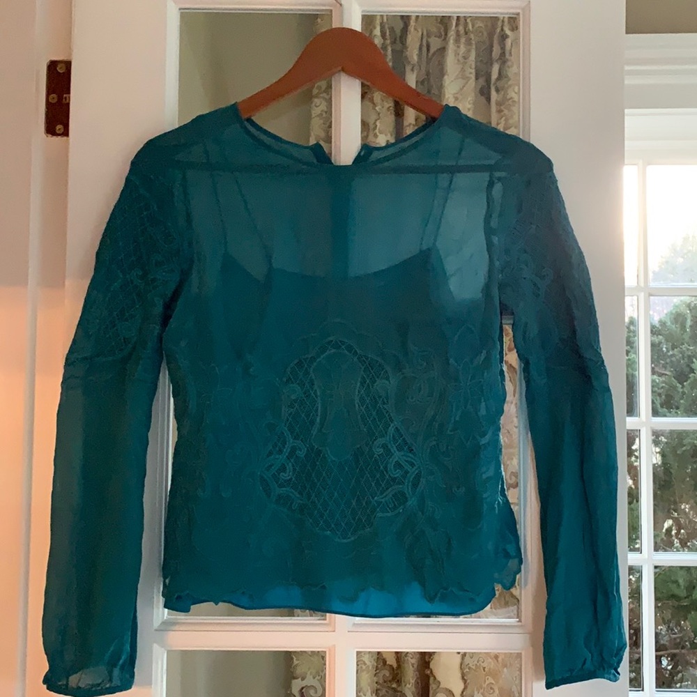Blue embroidered  top